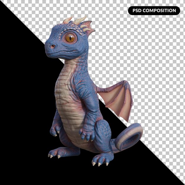 Blue dragon isolated 3d rendering