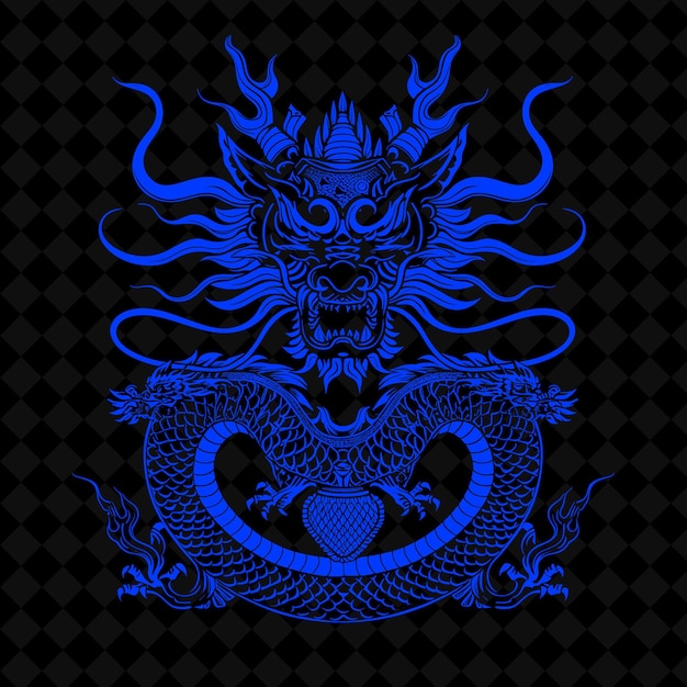 a blue dragon with a black background with a black background