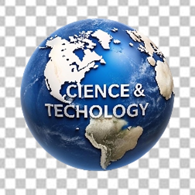 PSD blue earth science and technology on white background