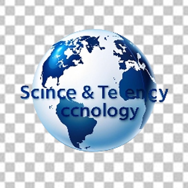 PSD blue earth science and technology on white background