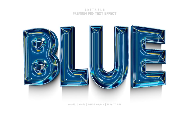 PSD blue editable premium 3d psd text effect