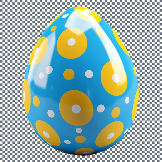 a blue egg with yellow and white dots on a transparent background