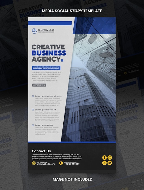 PSD blue elegant creative business agency media social story post template