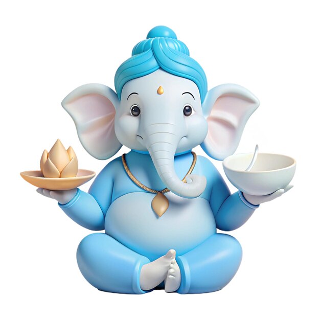 PSD a blue elephant with a tea cup and a tea cup in its hand