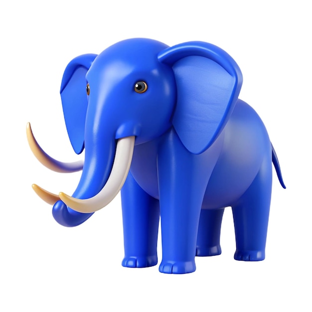 a blue elephant with tusks on it