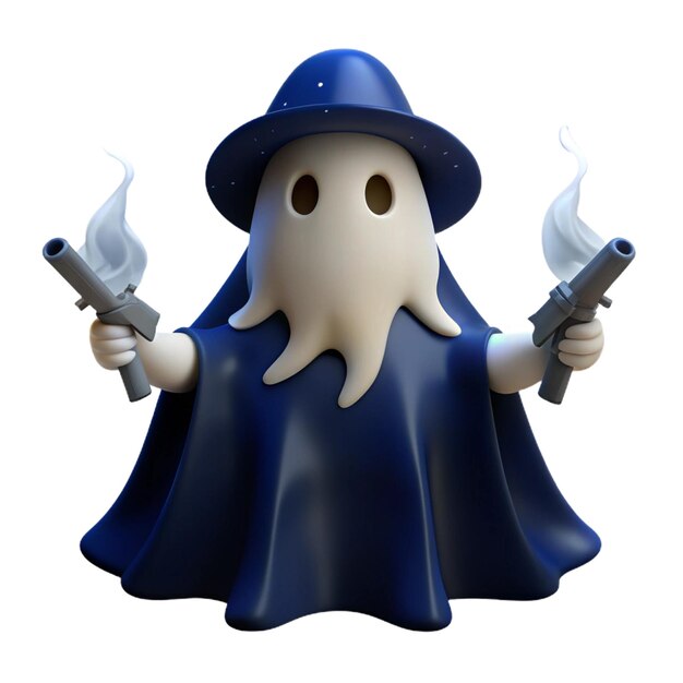 PSD a blue figurine with a blue cape and a blue cape holding a gun