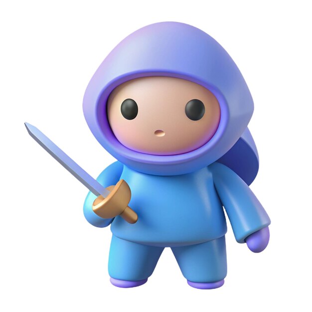 PSD a blue figurine with a sword in the middle of it