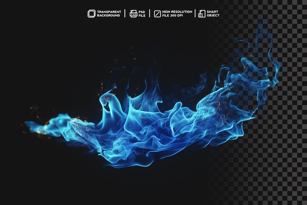 Blue Fire Burning Effect PSD with Transparent Background