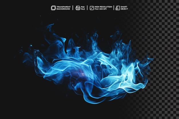 Blue Fire Flames PSD on Transparent Background