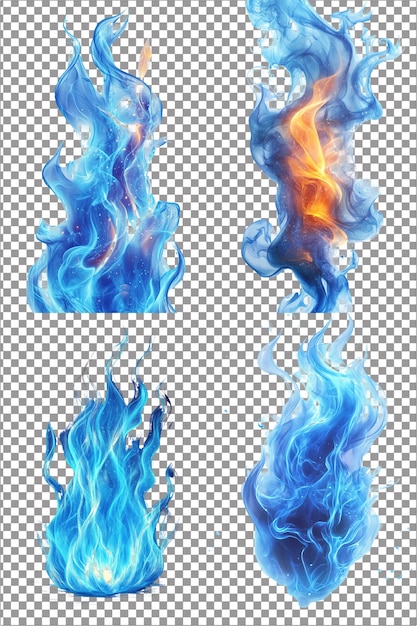 Blue fire intense and mesmerizing Hyperrealistic Isolated PNG with Clear Transparent Background High