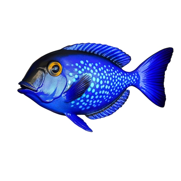 A blue fish isolated on a black background Generative AI