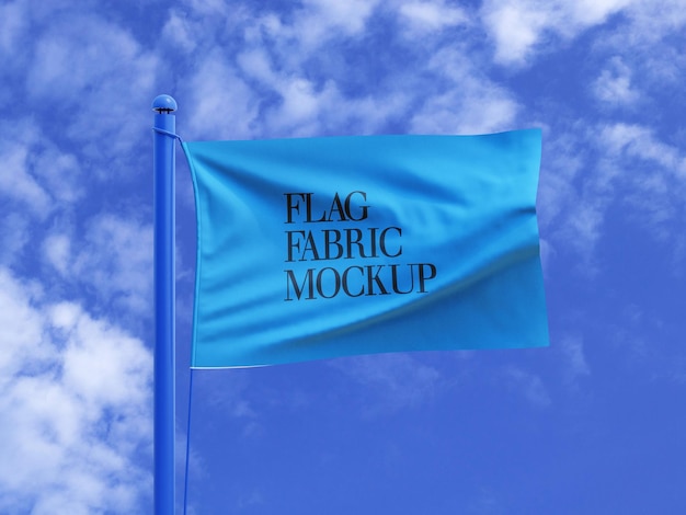 Blue flag PSD Waving flag mockup