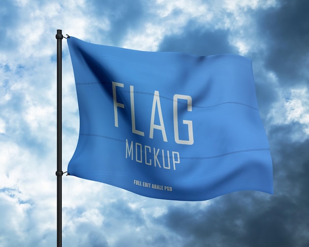 PSD a blue flag with the word flag on it