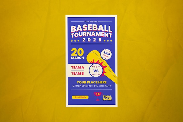 Blue Flat Design Baseball Tournament Instagram Story