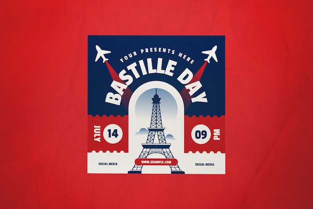 Blue Flat Design Bastille Day Instagram Post