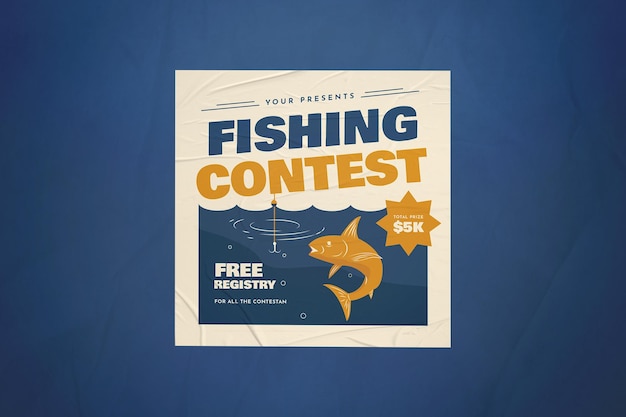 Blue Flat Design Fishing Tournament Instagram Post