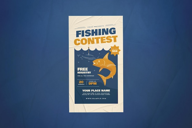 Blue Flat Design Fishing Tournament Instagram Story