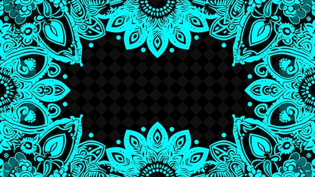 PSD blue floral pattern on a black background