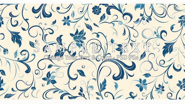 PSD blue floral pattern wallpaper design