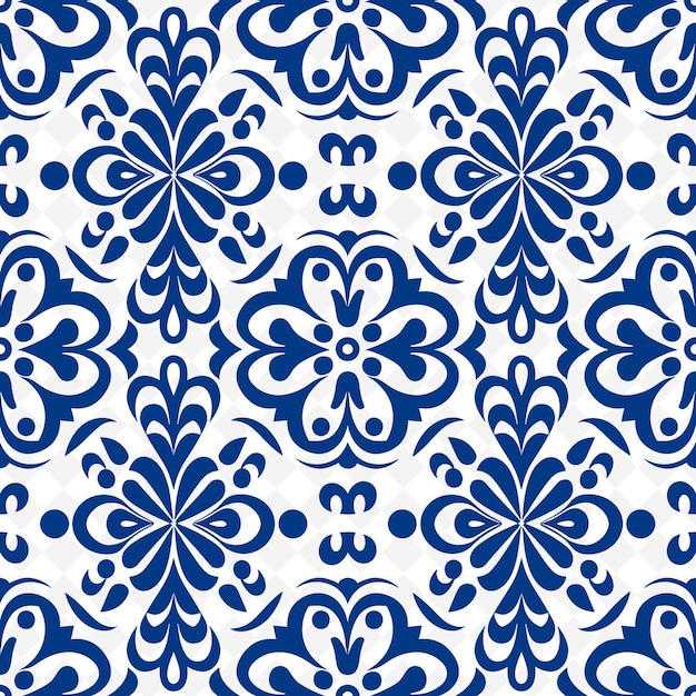 PSD blue floral pattern on a white background