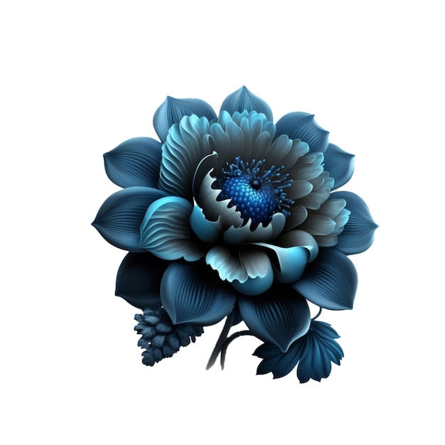 a blue flower with blue and white flowers