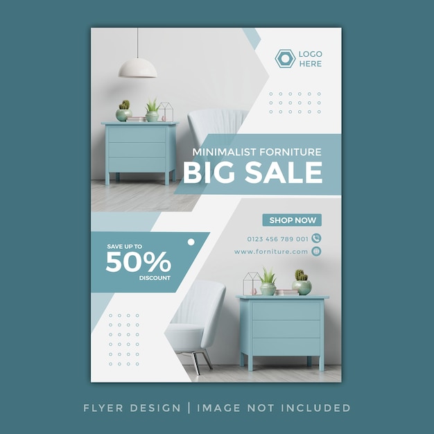 blue flyer minimalist forniture sale or poster interior sale flyer a4