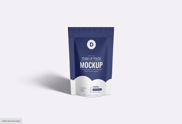 Blue Foil Standup Plastic Paper Pouch Mockup