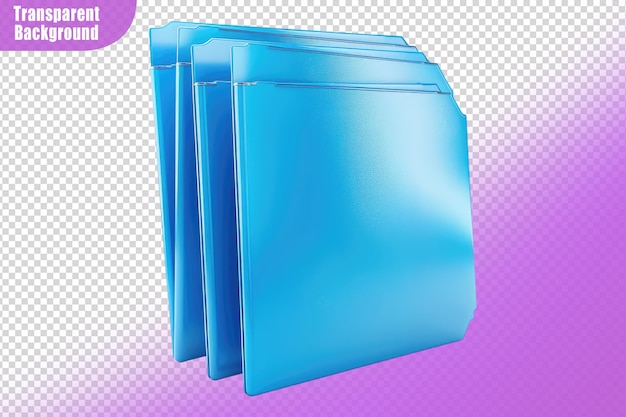 PSD blue folders isolated on transparent background