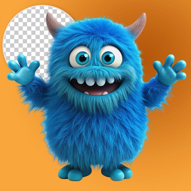 PSD blue furry cartoon monster