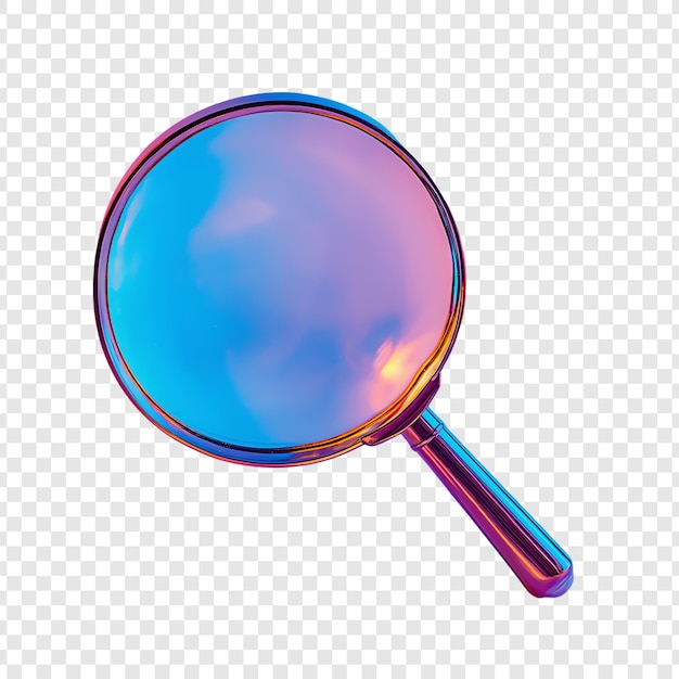 a blue glass magnifying glass with a purple rim