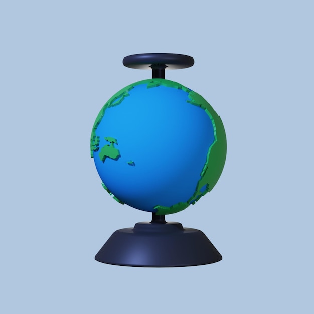 A blue globe with the earth on it