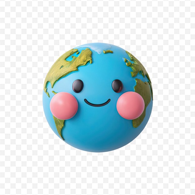 PSD a blue globe with the face of a smiling face with the words quot happy earth quot on it