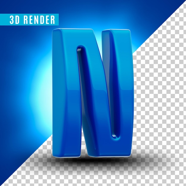 Blue glossy alphabet with realistic metallic paint Premium Psd