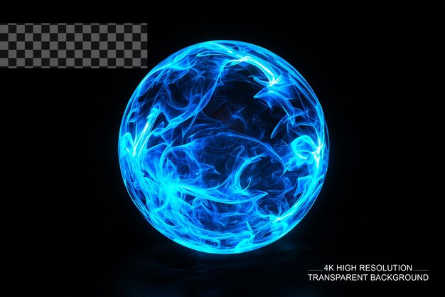 PSD blue glowing energy ball glowing light effect on transparent background