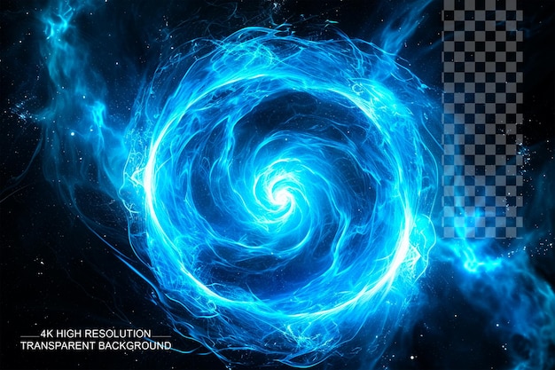 Blue glowing plasma curves in space computer generated on transparent background