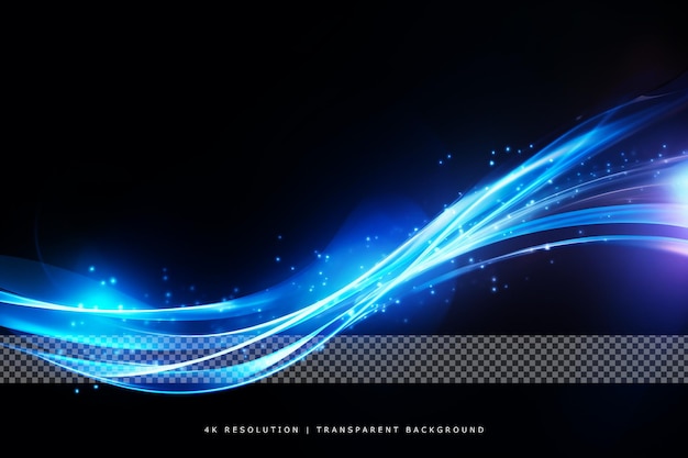 Blue glowing shiny lines effect on transparent overlay background