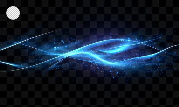 Blue glowing waves on a transparent background