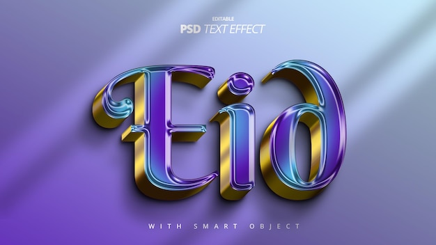 blue gold 3d text effect template design