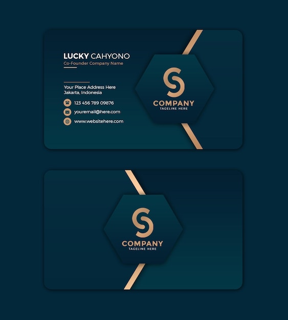 blue gold business card template