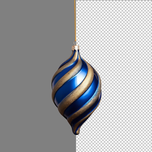 Blue gold christmas tree ornament isolated on transparent background png psd