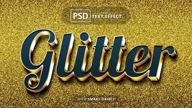 Blue gold glitter modern text effect editable