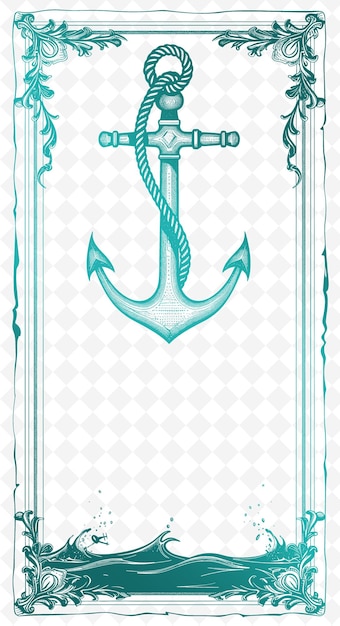 a blue and green anchor with a green ribbon on it