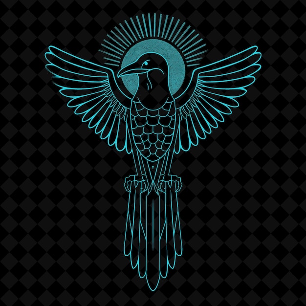 PSD a blue and green bird with a black background with a black background with a black background with a white pattern