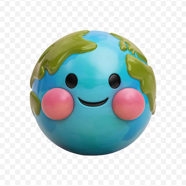 a blue and green globe with a smile on it