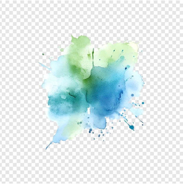 PSD blue and green watercolor splash isolated on a transparent background