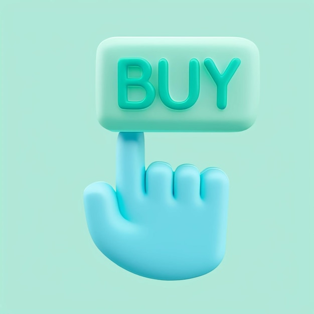 PSD a blue hand that says buy on it