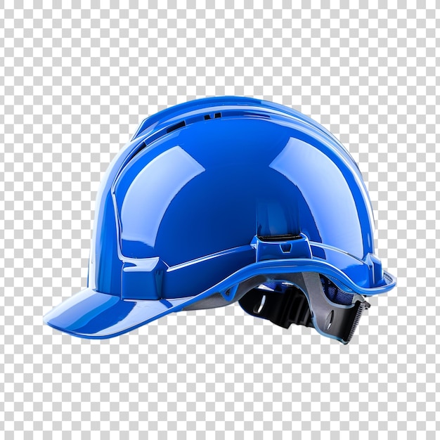 A blue hard hat isolated on a white background