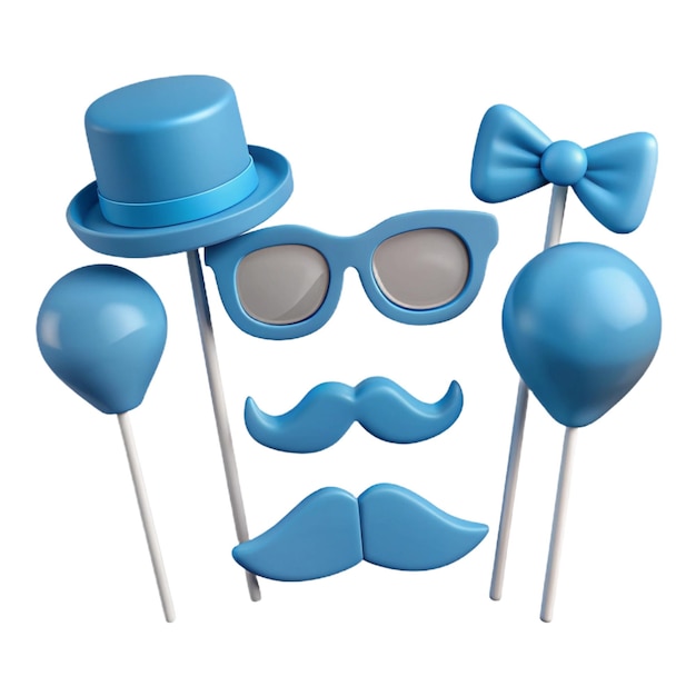 PSD a blue hat with a mustache and mustache on it