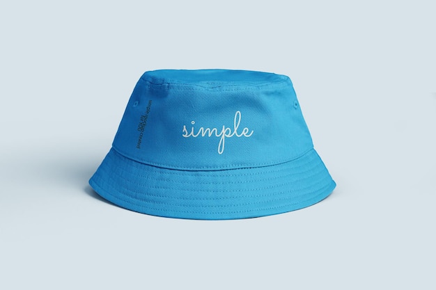 a blue hat with a white label that says simple