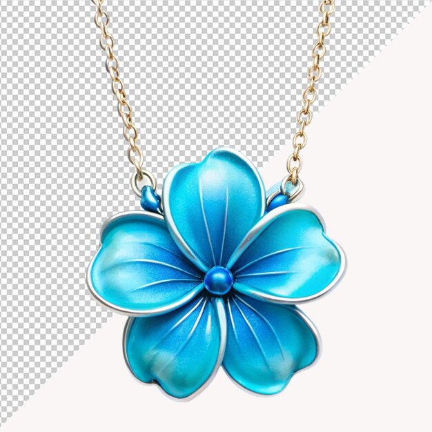 PSD blue hawaiian flower necklace